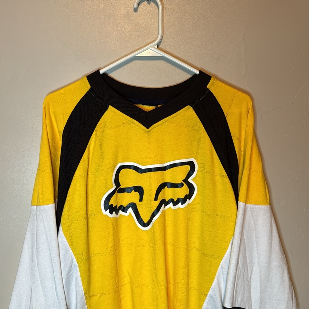 Vintage Fox Racing Motocross Long Sleeve Yellow & Black Jersey Shirt Size XL - Picture 2 of 7